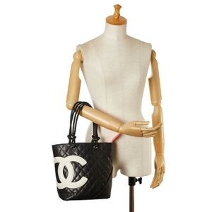 🔥100% Authentic Chanel Womens Leather Interlocking CC Cambon Tote Bag Black🔥
